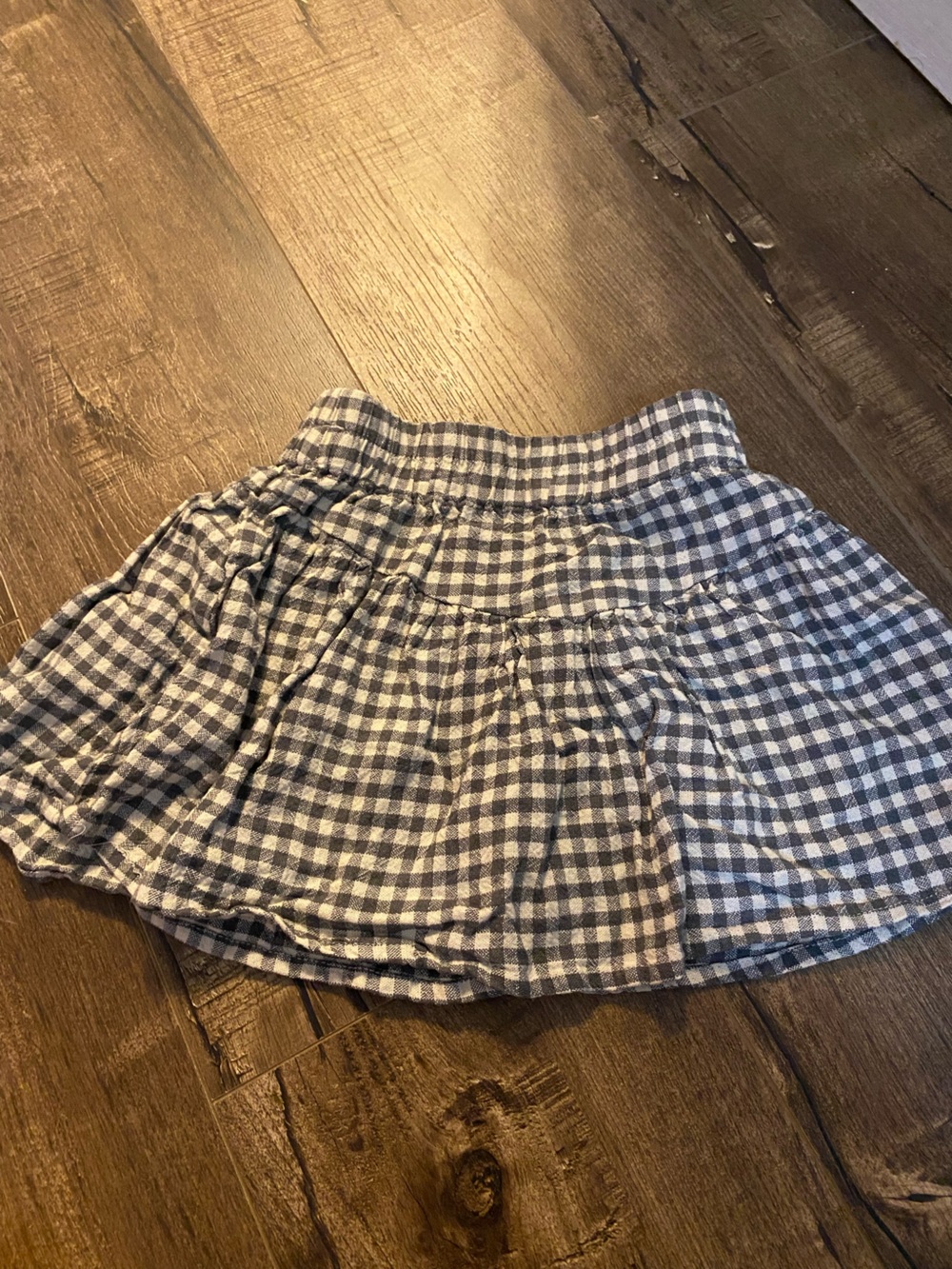 Rylee + Cru Blue and White Gingham Casual Button-Style Skirt